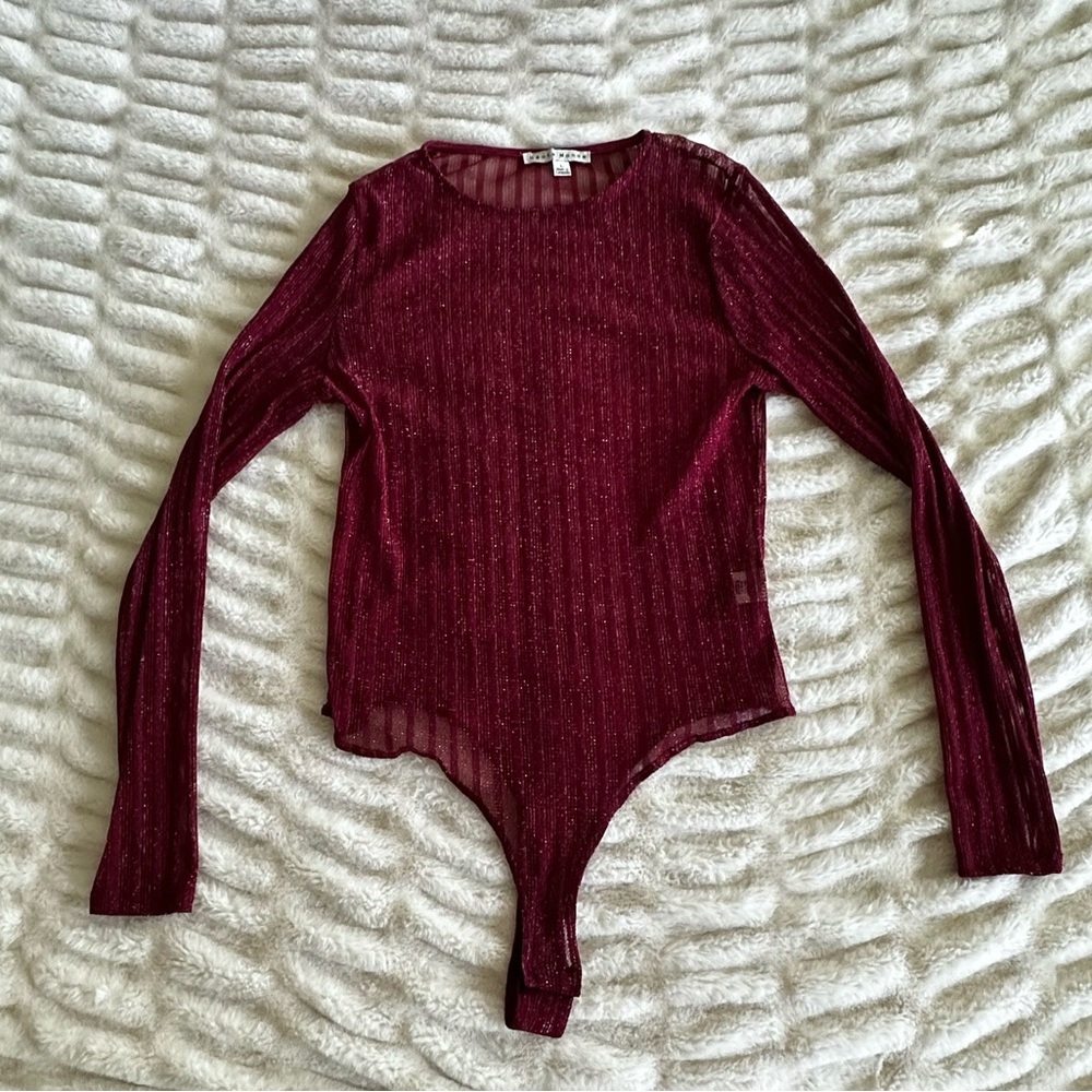 haute monde ★ red shimmery bodysuit